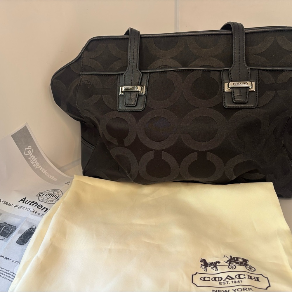Coach Black monogram shoulder Bag. W/ COA & dust bag